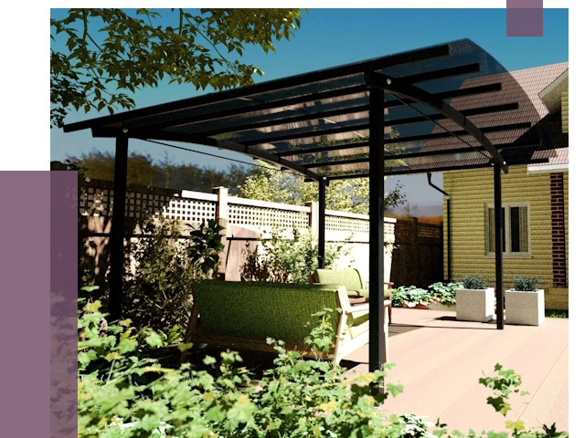 Навесы для террасы в Камне-на-Оби от 12941 руб. под ключ | ПРОЛЁТ-Кно