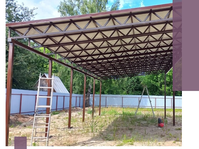 Односкатные навесы под ключ в Камне-на-Оби — изготовление и монтаж