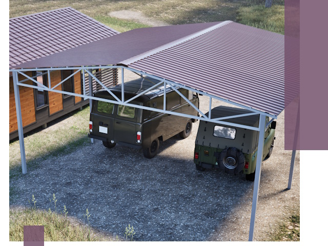 Двускатные навесы под ключ в Камне-на-Оби — изготовление и монтаж